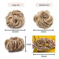 Hairro Hair Bun Hair Piece Messy Bun Scrunchy Wavy Scrunchies Synthetic Hair Updo Elastic Donut Thick Full Wedding Bridal Chigno