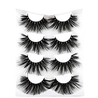 Wiwoseo 25Mm False Eyelashes Faux Mink Lashes Dramatic Long Fluffy Cross Thick Volume Fake Eye Lashes 4 Pairs Pack