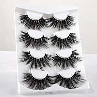 Wiwoseo 25Mm False Eyelashes Faux Mink Lashes Dramatic Long Fluffy Cross Thick Volume Fake Eye Lashes 4 Pairs Pack