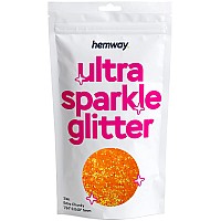 Hemway Premium Ultra Sparkle glitter Multi Purpose Metallic Flake for Arts crafts Nails cosmetics Resin Festival Face Hair - Fluorescent Orange - Extra chunky (124 0040 1mm) 100g 35oz