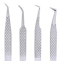 M Lash Tweezers For Eyelash Extensions Set Of 4 Professional Lash Extension Tweezers Fiber Tip Japanese Steel Diamond Gr