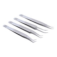 M Lash Tweezers For Eyelash Extensions Set Of 4 Professional Lash Extension Tweezers Fiber Tip Japanese Steel Diamond Gr