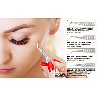 M Lash Tweezers For Eyelash Extensions Set Of 4 Professional Lash Extension Tweezers Fiber Tip Japanese Steel Diamond Gr