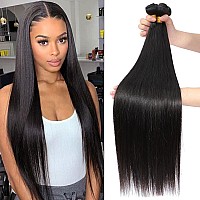 Straight Bundles Human Hair 3 Bundles 16 18 20 Inch 100 Unprocessed Virgin Remy Hair Straight Human Hair Bundles Natural Black