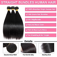 Straight Bundles Human Hair 3 Bundles 16 18 20 Inch 100 Unprocessed Virgin Remy Hair Straight Human Hair Bundles Natural Black