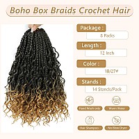 8 Packs Box Braids Crochet Hair With Curly Ends 12 Inch Goddess 3X Bohemian Braiding For Black Women128Packs 1B