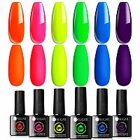 Ur Sugar Neon Gel Nail Polish Set 6 Colors Halloween Neon Orange Hot Pink Yellow Green Blue Purple Collection Gel Polish Kit Lo