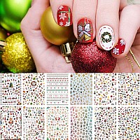 1000 Patterns Christmas Nail Art Sticker Decals Kalolary Selfadhesive Nail Stickers Santa Claus Snowflake Snowman Christmas Be