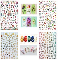 1000 Patterns Christmas Nail Art Sticker Decals Kalolary Selfadhesive Nail Stickers Santa Claus Snowflake Snowman Christmas Be