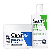 Cerave Moisturizing Cream And Hydrating Face Wash Trial Combo 12Oz Cream 3Oz Travel Size Cleanser