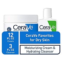 Cerave Moisturizing Cream And Hydrating Face Wash Trial Combo 12Oz Cream 3Oz Travel Size Cleanser