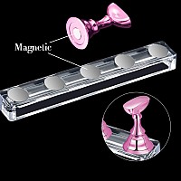 2 Set Acrylic Nail Design Practice Stands Magnetic Nails Holders Training Fingernail Display Stands Diy Nail Crystal Holders And