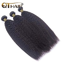 Qthair 14A Brazilian Human Hair Kinky Straight Bundles20 22 24Inch Yaki Straight Human Hair 3 Bundles 100 Unprocessed Brazili