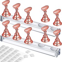 2 Set Acrylic Nail Design Practice Stands Magnetic Nails Holders Training Fingernail Display Stands Diy Nail Crystal Holders And