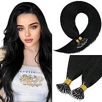 Sunny Hair Nano Tip Human Hair Extensions Jet Black Nano Ring Hair Extensions Black Nano Tip Hair Extensions Human Hair Long For