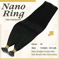 Sunny Hair Nano Tip Human Hair Extensions Jet Black Nano Ring Hair Extensions Black Nano Tip Hair Extensions Human Hair Long For