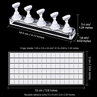 Blulu 2 Set Acrylic Nail Design Practice Stands Magnetic Nails Holders Training Fingernail Display Stands Diy Nail Crystal Holde