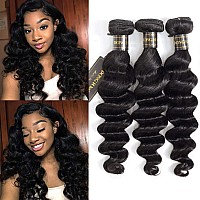 Dong H Hair Loose Deep Wave Bundles 100 Unprocessed Peruvian Virgin Human Hair Bundles Loose Wave Bundles Wet And Wavy 3 Bundle