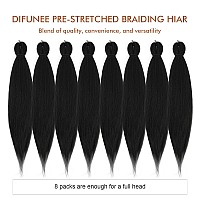 Difunee Prestretched Braiding Hair 28 Inch 8 Packs Natural Black Super Long Braiding Hair For Twist Or Box Braids Yaki Textu