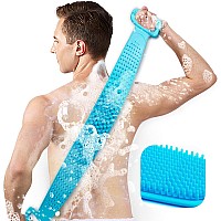 Inmorven Exfoliating Back Scrubber For Shower With Handles 30 Inch Doublesided Back Exfoliator Body Scrub Towel Exfoliating W