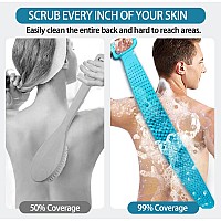 Inmorven Exfoliating Back Scrubber For Shower With Handles 30 Inch Doublesided Back Exfoliator Body Scrub Towel Exfoliating W