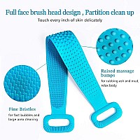 Inmorven Exfoliating Back Scrubber For Shower With Handles 30 Inch Doublesided Back Exfoliator Body Scrub Towel Exfoliating W