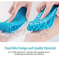 Inmorven Exfoliating Back Scrubber For Shower With Handles 30 Inch Doublesided Back Exfoliator Body Scrub Towel Exfoliating W