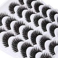 Alicrown Short Eyelashes Natural Look False Lashes Mixed Lightweight Fluffy Handmade Soft Volume 14 Pairs Faux Mink Pack