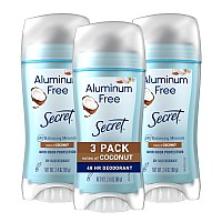 Secret Aluminum Free Deodorant For Women 48Hr Odor Protection Free Of Parabens Dyes Talc Baking Soda Coconut Scent 24 Oz