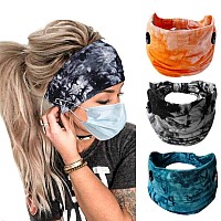 Bohend Boho Button Headband Wide Stretchy Daily Use Knotted Headwear Sport Athletic Yoga