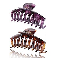 Pack Of 2 Liasun 43 Jelly Color Hair Claw Clipacrylic Strong Holding Power Hair Clips Hairgrip For Women And Girls Hair Barr