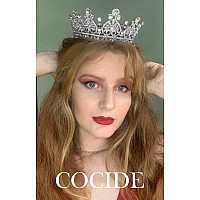 Cocide Silver Crown For Women Crystal Queen Crowns And Tiaras Girls Full Round Wedding Headband Hair Accessories For Birthday Pa