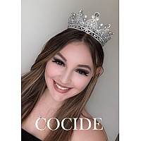 Cocide Silver Crown For Women Crystal Queen Crowns And Tiaras Girls Full Round Wedding Headband Hair Accessories For Birthday Pa