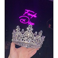 Cocide Silver Crown For Women Crystal Queen Crowns And Tiaras Girls Full Round Wedding Headband Hair Accessories For Birthday Pa