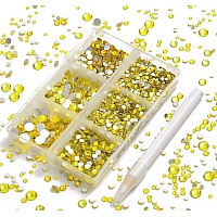 Ad Beads 4300 Pieces Flat Back Nail Art Rhinestones Round Beads 6 Sizes 265Mm With Storage Organizer Box Rhinestones Picking