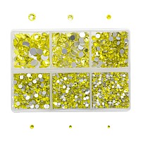 Ad Beads 4300 Pieces Flat Back Nail Art Rhinestones Round Beads 6 Sizes 265Mm With Storage Organizer Box Rhinestones Picking