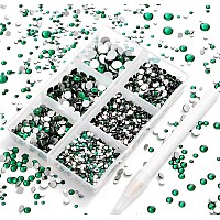 Ad Beads 4300 Pieces Flat Back Nail Art Rhinestones Round Beads 6 Sizes 265Mm With Storage Organizer Box Rhinestones Picking