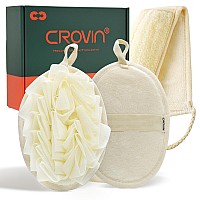 Crovin Mesh Pouf Body Sponge Set Redesign Bath Loofahs Shower Puffs 2 Pack Exfoliating Natural Loofah Back Scrubber How To