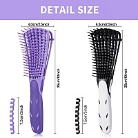 2 Pack Detangling Brush For Curly Afro Textured 3A To 4C Kinky Wavy Hair Exfoliating For Shiny Curls Black And White Purpl