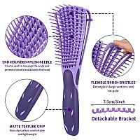 2 Pack Detangling Brush For Curly Afro Textured 3A To 4C Kinky Wavy Hair Exfoliating For Shiny Curls Black And White Purpl