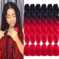 Shuohan 6 Packs Ombre Jumbo Braiding Hair Extensions 24 Inch High Temperature Synthetic Fiber Hair Extensions For Box Braids Bra