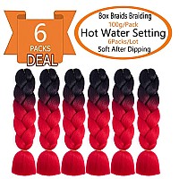 Shuohan 6 Packs Ombre Jumbo Braiding Hair Extensions 24 Inch High Temperature Synthetic Fiber Hair Extensions For Box Braids Bra