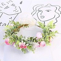 Ynimioaox Handmade Adjustable Flower Wreath Headband Halo Floral Crown Garland Headpiecei22Baby Pink