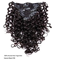 Anrosa Human Curly Hair Natural Black 1B Double Weft Water Wave Curly Clip Ins Extensions For Black Women Clip On Wave Hair Exte