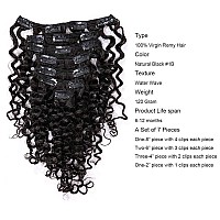 Anrosa Human Curly Hair Natural Black 1B Double Weft Water Wave Curly Clip Ins Extensions For Black Women Clip On Wave Hair Exte