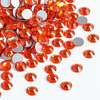 beadsland Flat Back Crystal Rhinestones Round Gems, Orange (1.9-2.0mm) SS6/1440pcs