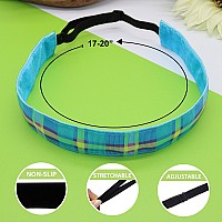 Frog Sac 6 Plaid Headbands For Girls Adjustable Non Slip Spring Headbands For Kids Girl Hair Bands Accessories For Birthday Pa