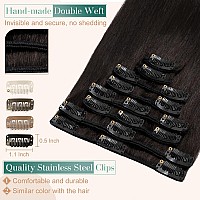 Benehair Clip In Hair Extensions Real Human Hair 8Pcs 18Inch Remy Human Hair Extensions Straight Natural Hair Extensions Off Bla