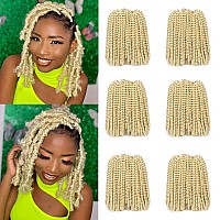 Xtrend 90Strands Blonde Spring Twist Crochet Hair 8 Inch Crochet Braids Hair For Distressed Butterfly Locs Synthetic Fluffy Twis