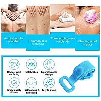 Inmorven Silicone Back Scrubber For Shower With Handles 355 Inches90 Cm Exfoliating Doublesided Back Washcloth Bath Tool For